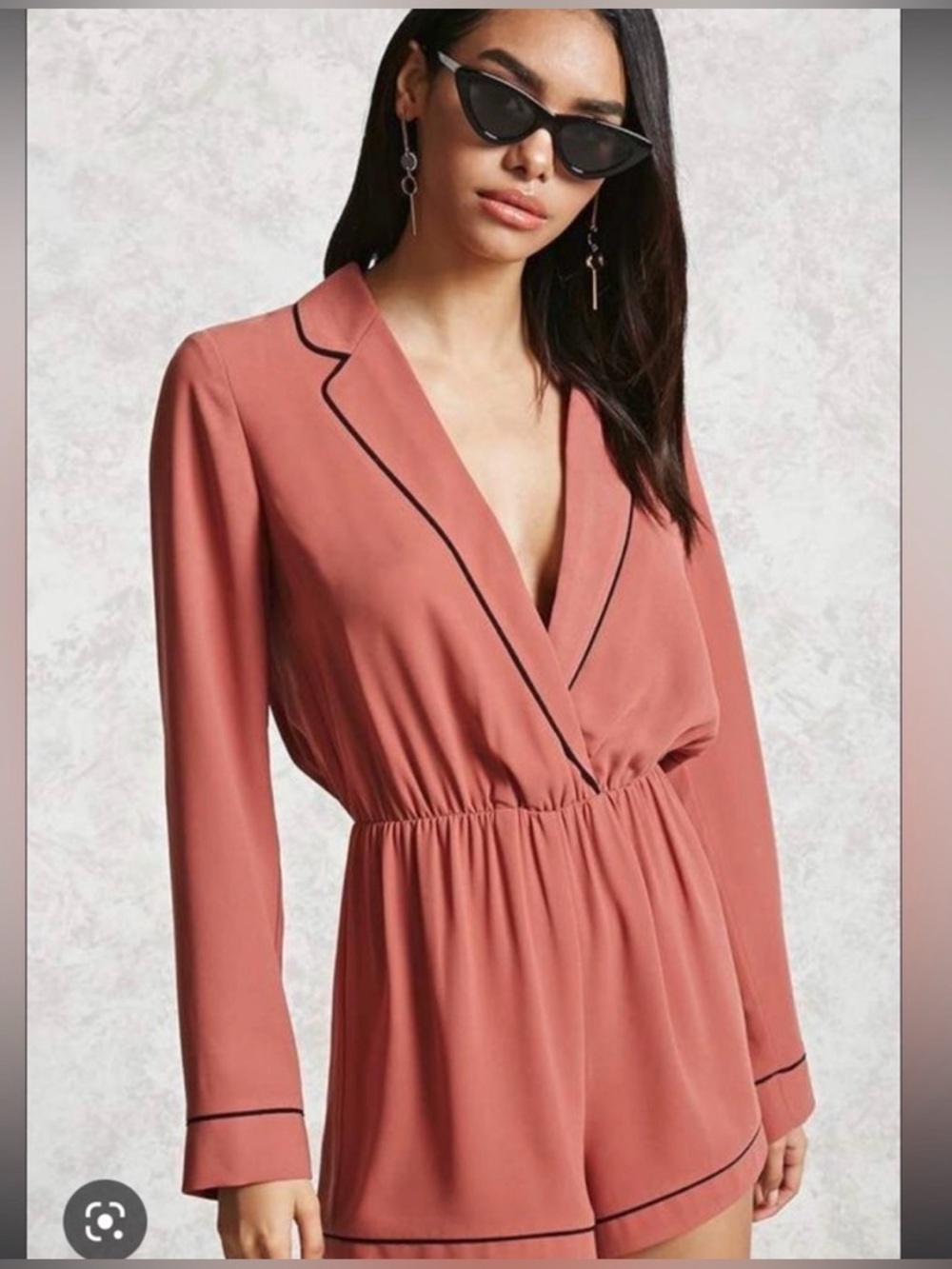 Forever 21 Dark Salmon Romper with Black Piping